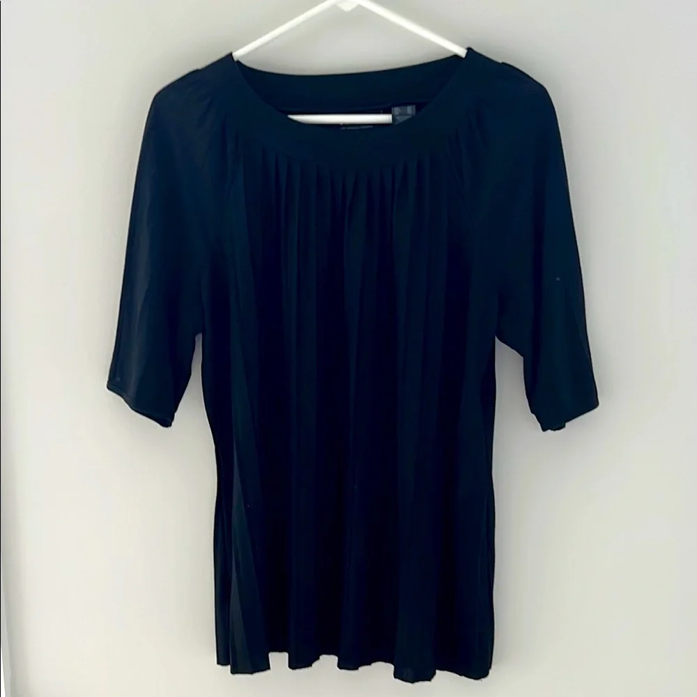 Black Pleated 3/4 Sleeve Blouse size XL